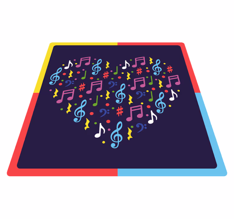 Kalp renkli müzik notaları kare vinil halı - TenStickers