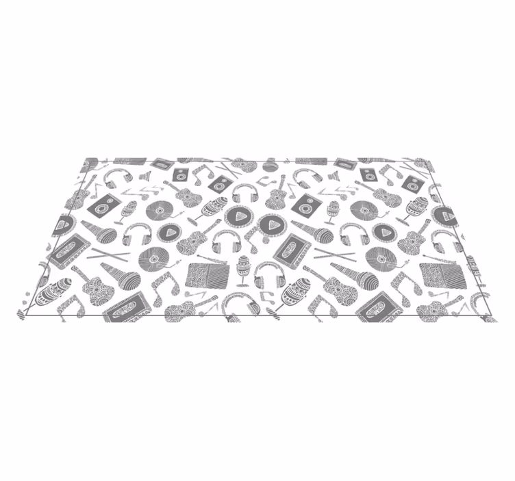 Müzikal elemanlar deseni pvc halı - TenStickers