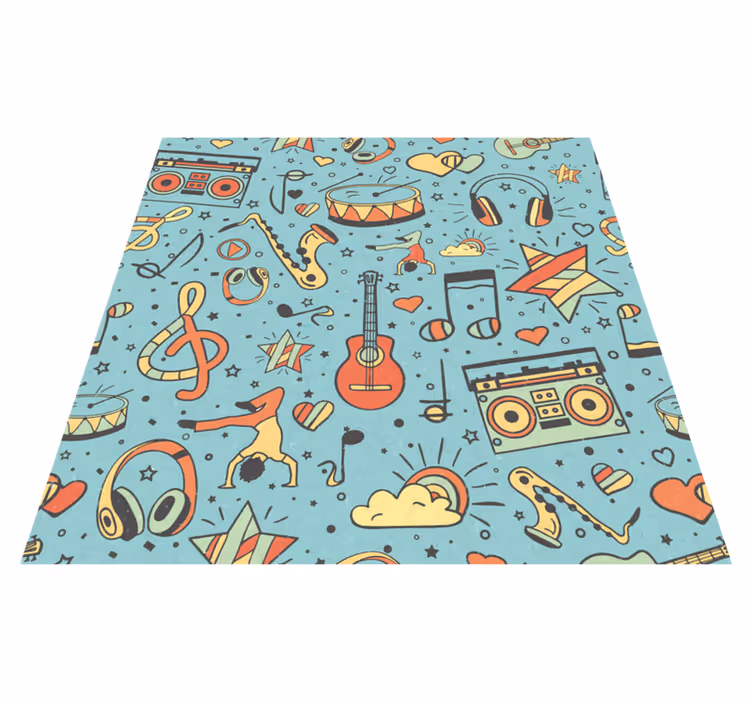 Müzikal semboller eğlenceli pvc halı - TenStickers