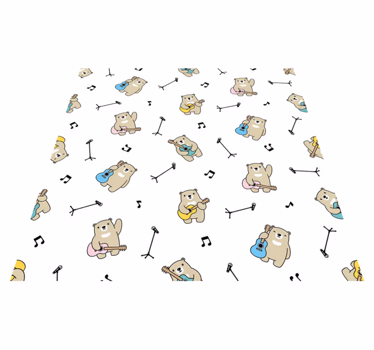 Müzikal ayılar deseni bebek pvc halı - TenStickers