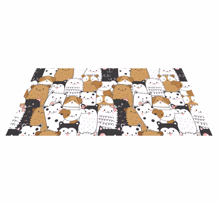 Hayvan pvc halı sevimli hayvan yüzleri - TenStickers