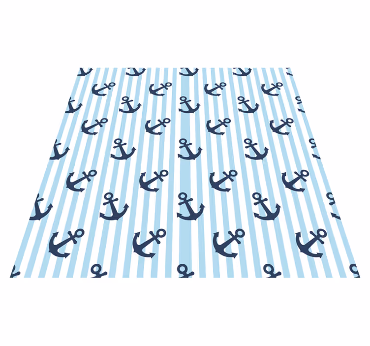 Deniz çapa motifi çizgili pvc halı - TenStickers
