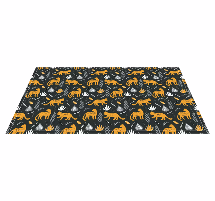 Leopar desenli yapraklar Hayvan pvc halı - TenStickers