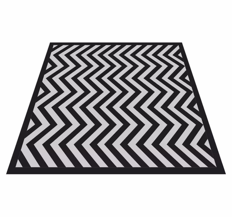 Geometrik pvc halı siyah ve gri zigzag - TenStickers