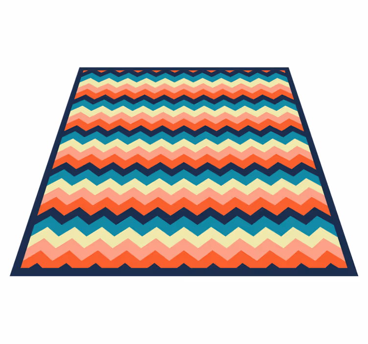 Çizgili pvc halı - renkli zigzag motif - TenStickers