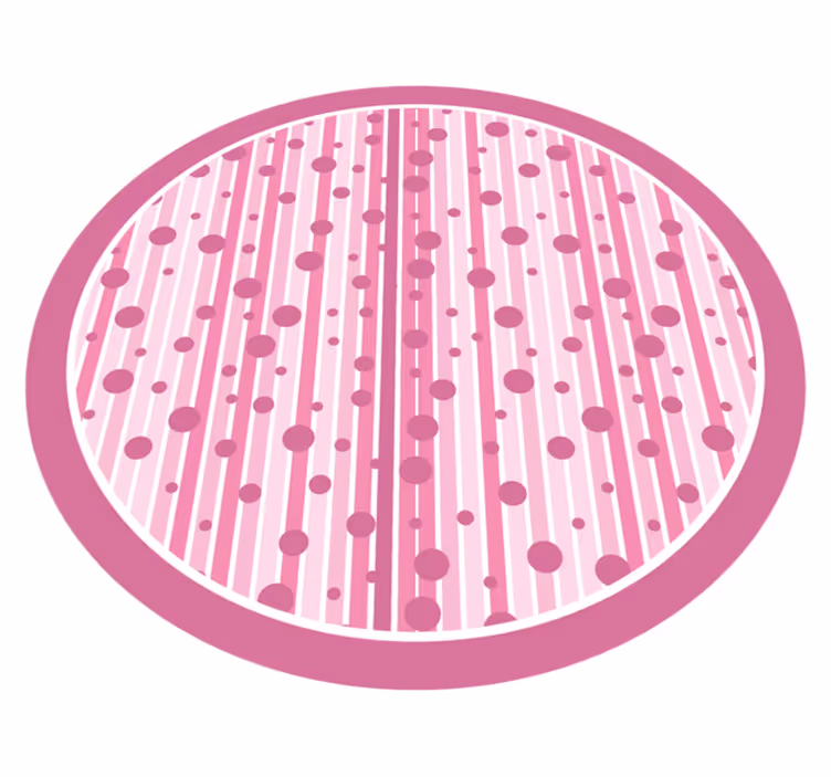 Bebek pvc halı pembe çizgili noktalar - TenStickers