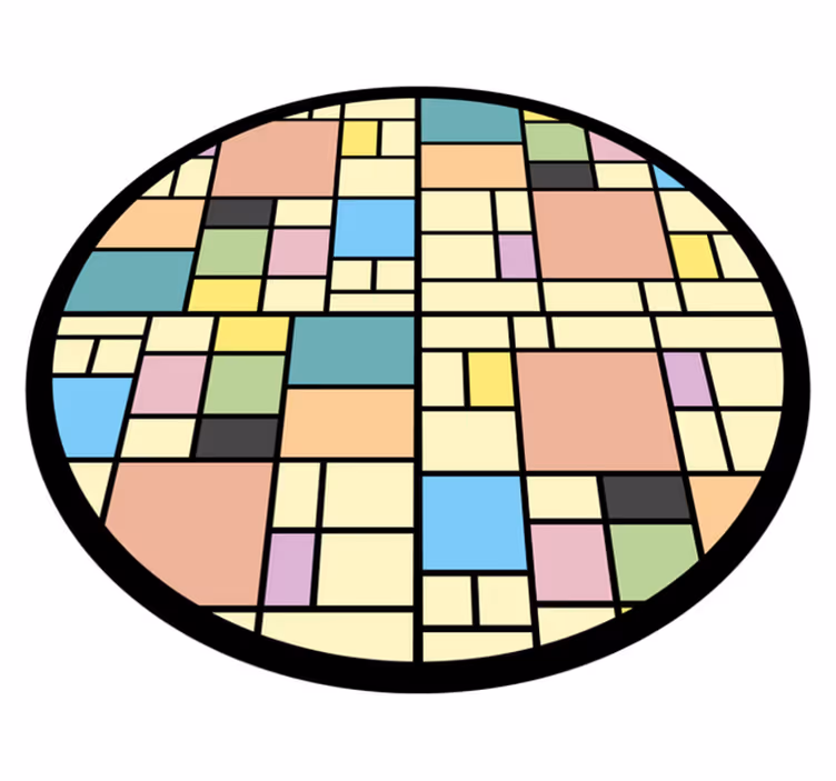 Geometrik pvc halı renkli blok deseni - TenStickers