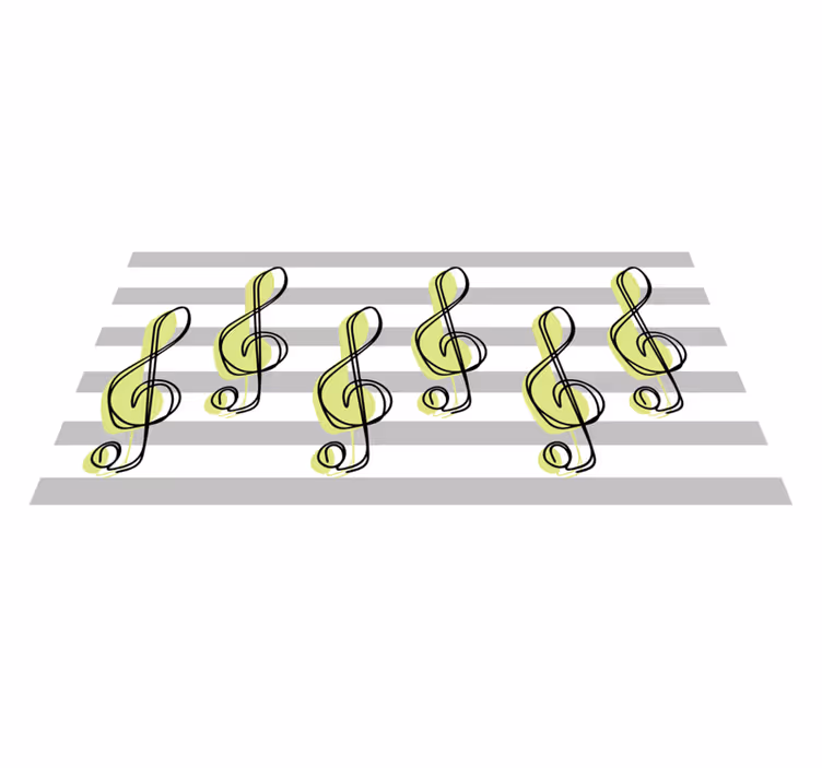 Müzik notaları deseni çizgili pvc halı - TenStickers
