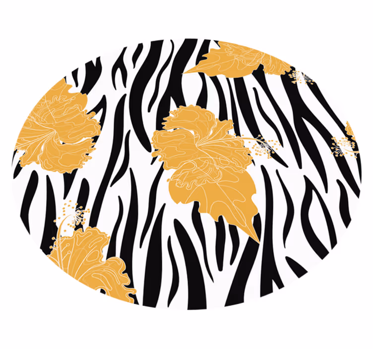 çiçekli zebra motifi hayvan baskı pvc halı - TenStickers
