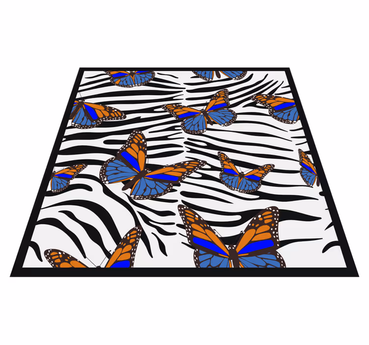 Kelebek zebra deseni hayvan baskı pvc halı - TenStickers
