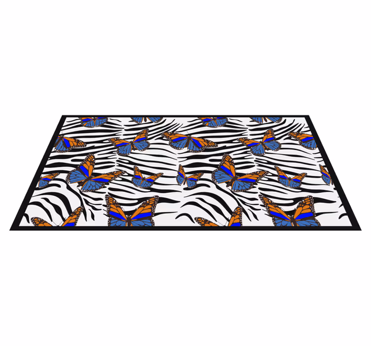 Zebra üzerindeki kelebekler hayvan baskı pvc halı - TenStickers