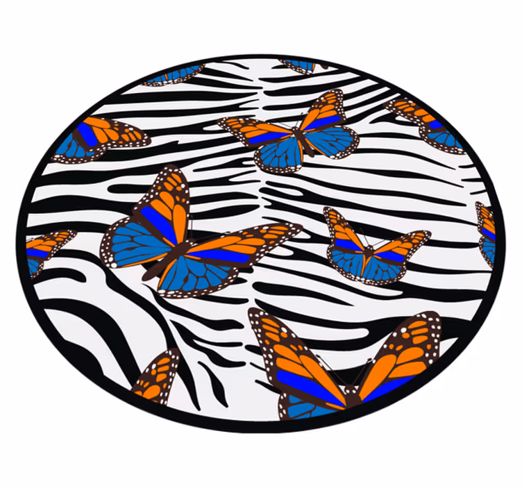 Kelebek zebra çizgileri hayvan baskı pvc halı - TenStickers