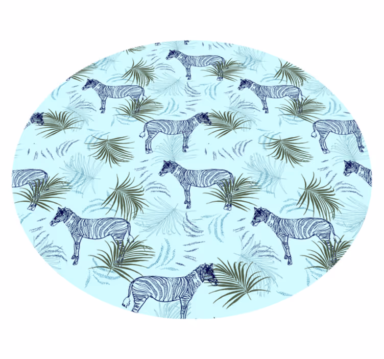 Hayvan pvc halı zebra ve yapraklar - TenStickers
