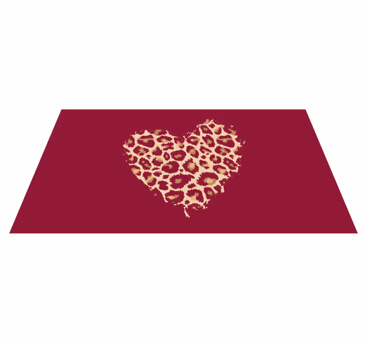 Leopar desenli doku kalp dikdörtgen halı - TenStickers