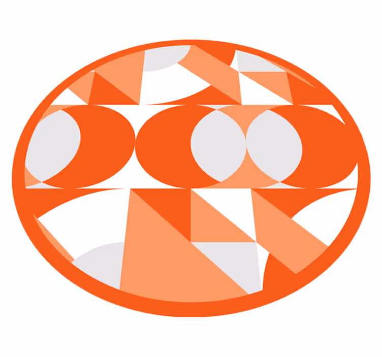 Turuncu retro desenler geometrik pvc halı - TenStickers