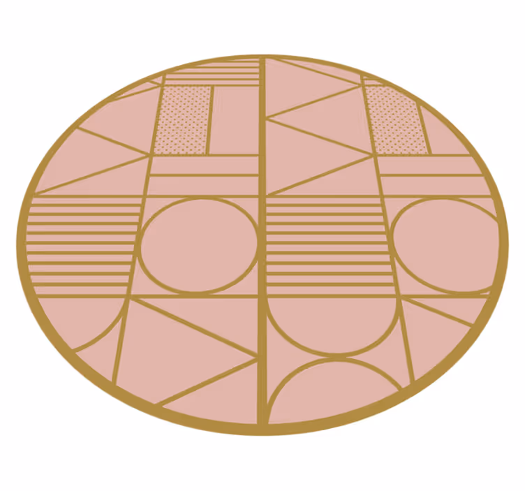 Altın ve pembe geometrik şekiller dairesel halı - TenStickers