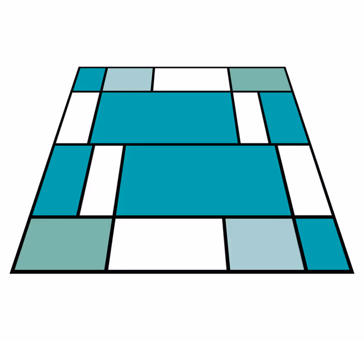 Mavi mondrian fayansları geometrik pvc halı - TenStickers