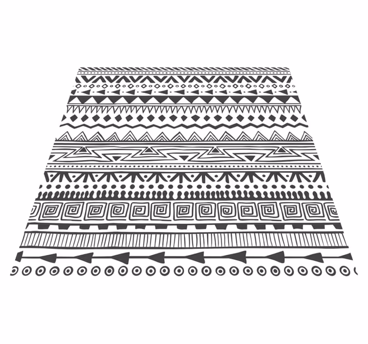 Siyah ve geometrik beyaz desen etnik kilim - TenStickers