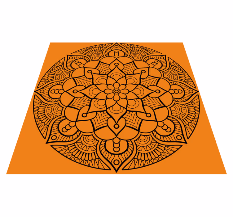 Mandala pvc halı turuncu mandala deseni - TenStickers