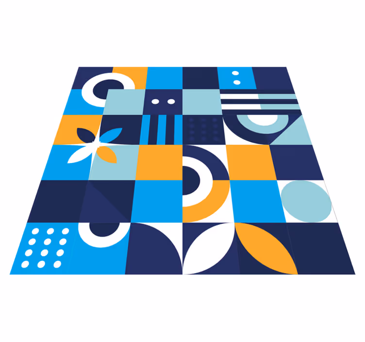 Mavi geometrik tasarım etnik kilim - TenStickers