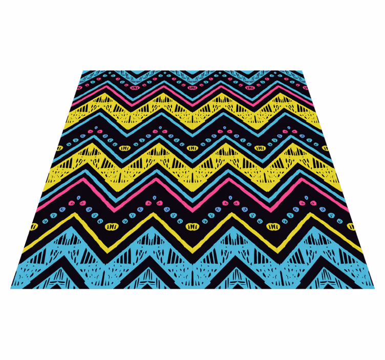 çok renkli zikzak çizgiler desen etnik kilim - TenStickers