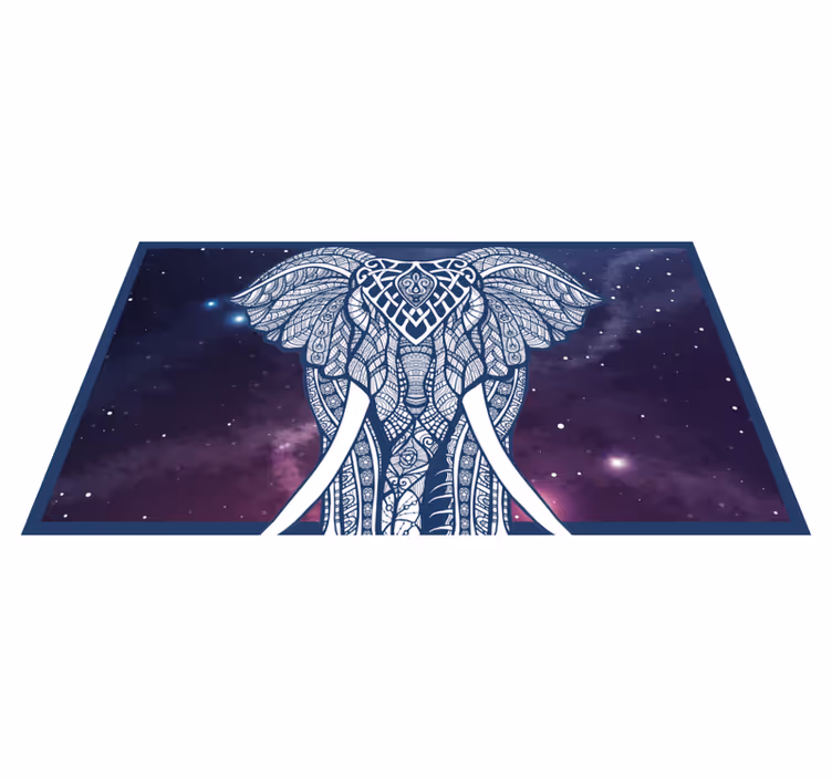Karmaşık fil sanat eseri isimlerle pvc halı - TenStickers