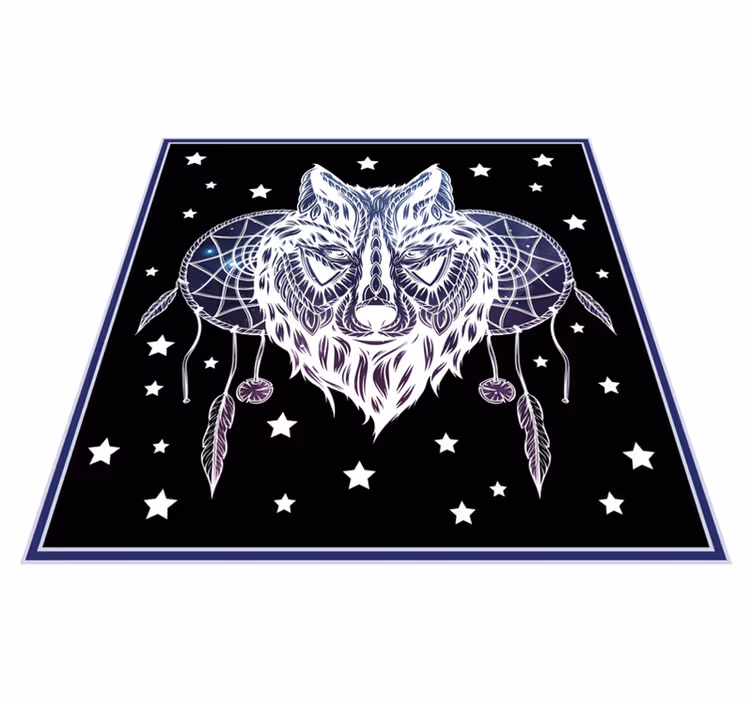 Beyaz kurt dreamcatcher etnik halı - TenStickers