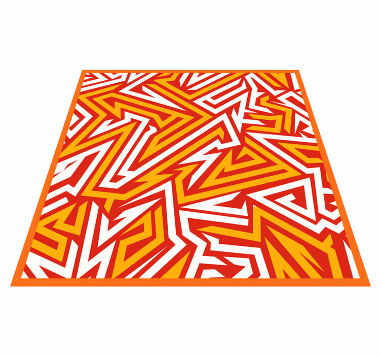 Sarı ve kırmızı geometrik desenli etnik halı - TenStickers