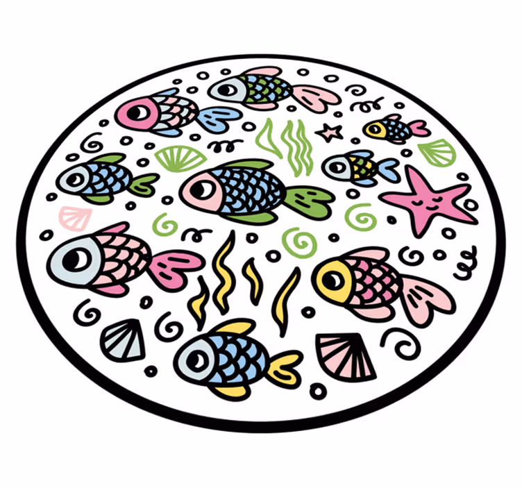 Renkli balık desenleri Hayvan pvc halı - TenStickers
