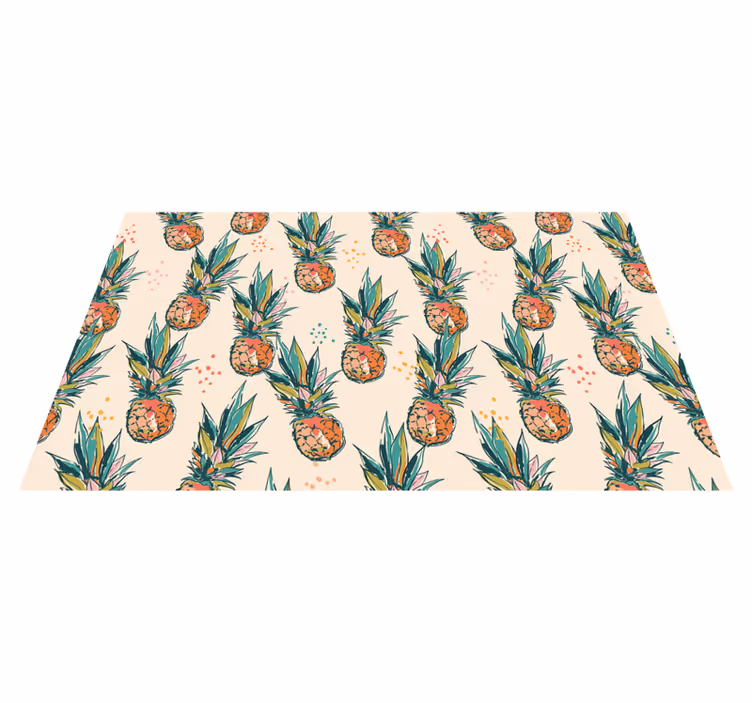 Tropikal ananas deseni çiçekler ve bitkiler pvc halı - TenStickers