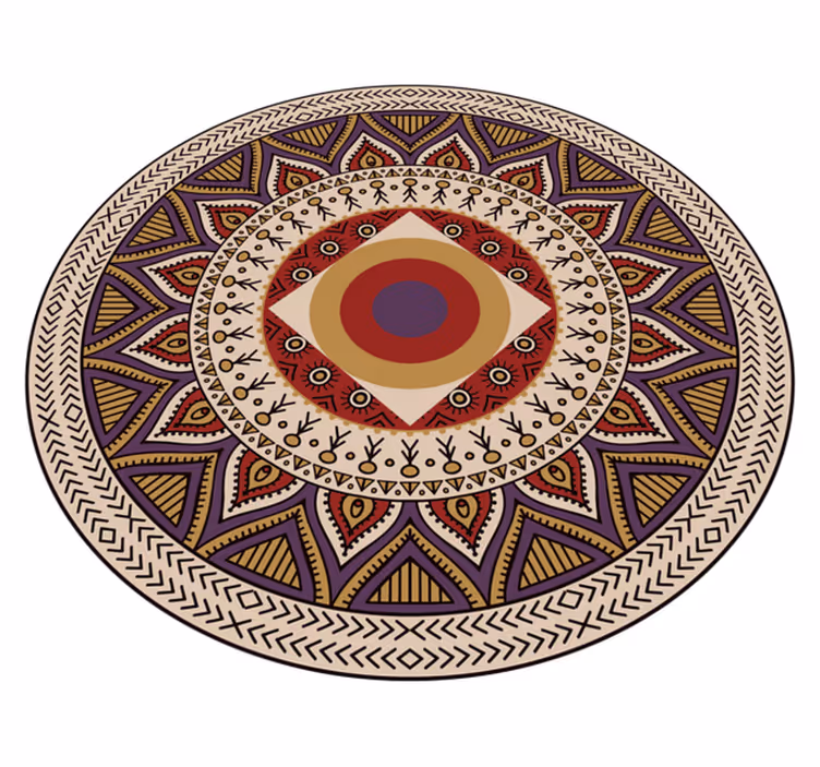 çiçek bej mandala doku halı - TenStickers