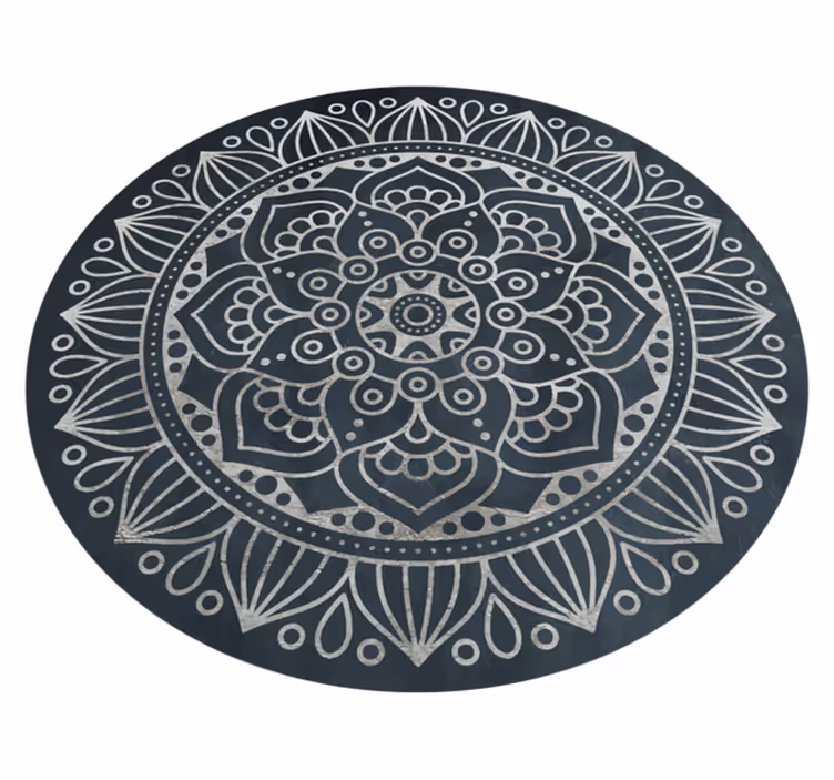 Gri tonları antika desen mandala vinil halı - TenStickers