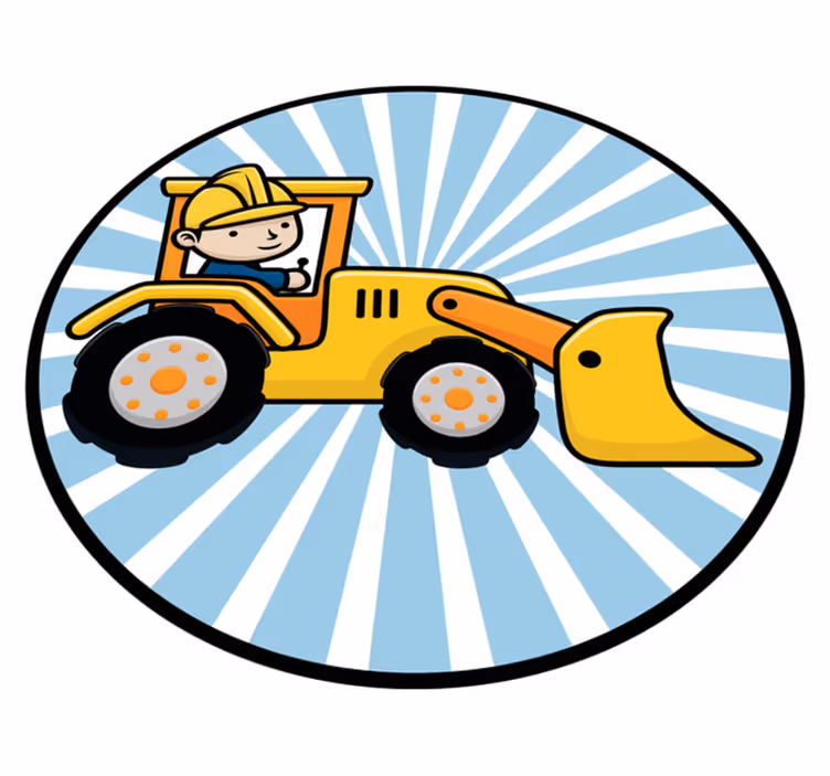 Karikatür ekskavatör çalışan çocuklar vinil halı - TenStickers