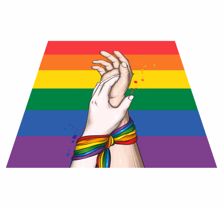 Insan eli lgbt gökkuşağı şerit oturma odası kilim - TenStickers