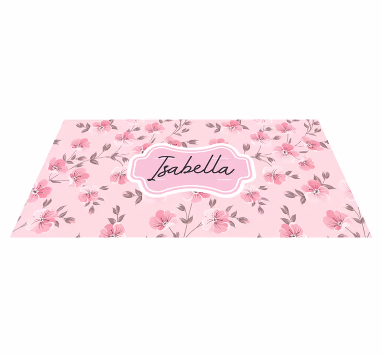 Isimli pembe çiçek tasarımı gençler pvc halı - TenStickers