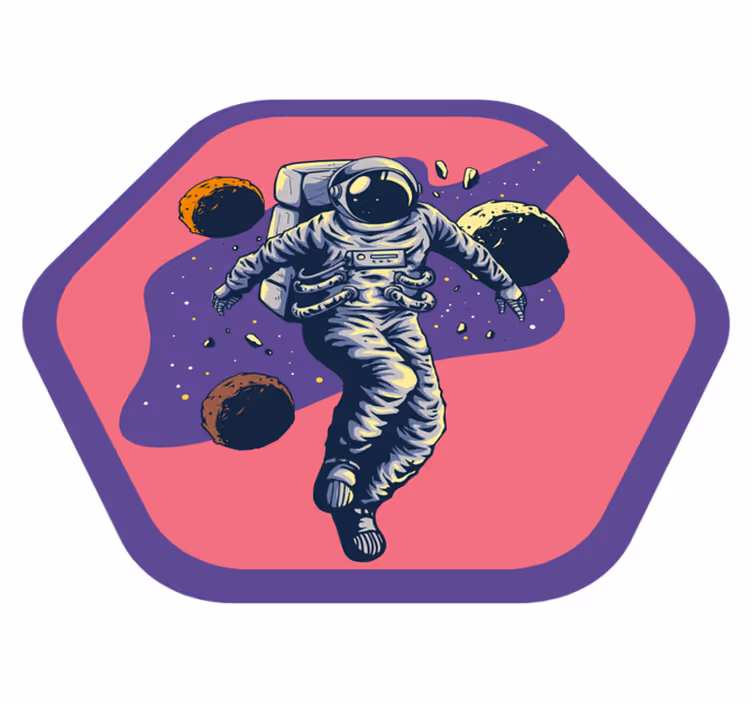 El çekilmiş astronot uçan tarzı yatak odası halısı - TenStickers