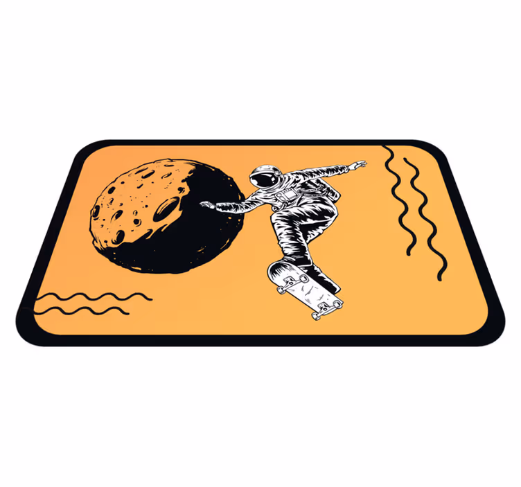 Elle çizilmiş astronot kaykay yatak odası halısı - TenStickers