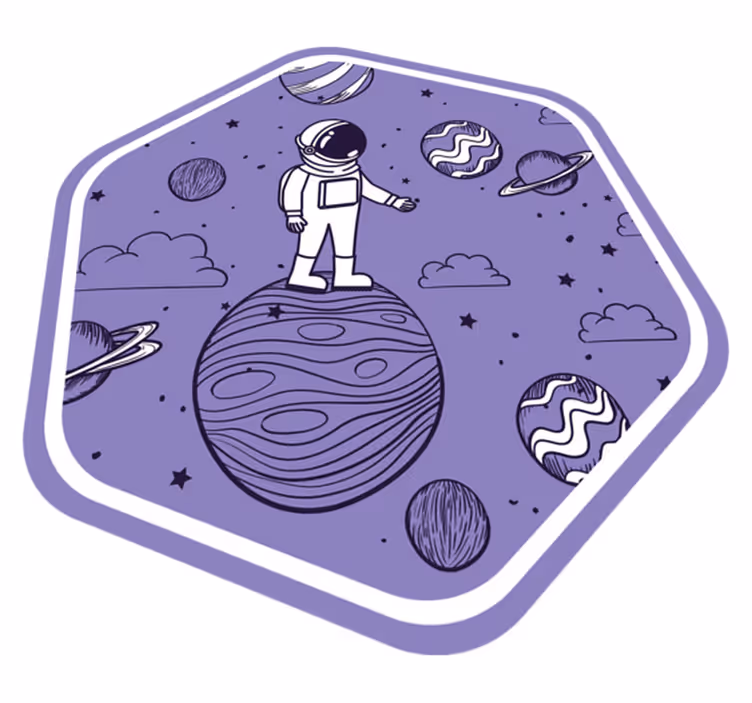 Astronot gezegenler yatak odası halısı ile beraberlik - TenStickers