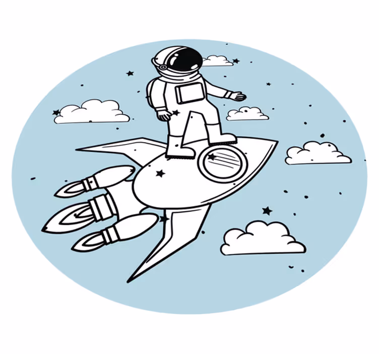 Astronot roket macerası çocukta pvc halı - TenStickers