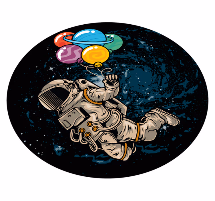 Balon halı ile uzayda yüzen astronot - TenStickers