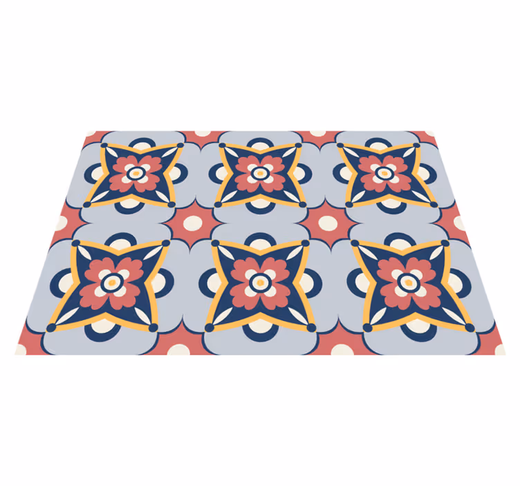 Botanik gri kompozisyon mozaic pvc halı - TenStickers
