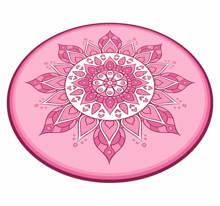 Pembe çiçekli meditasyon mandala pvc halı - TenStickers