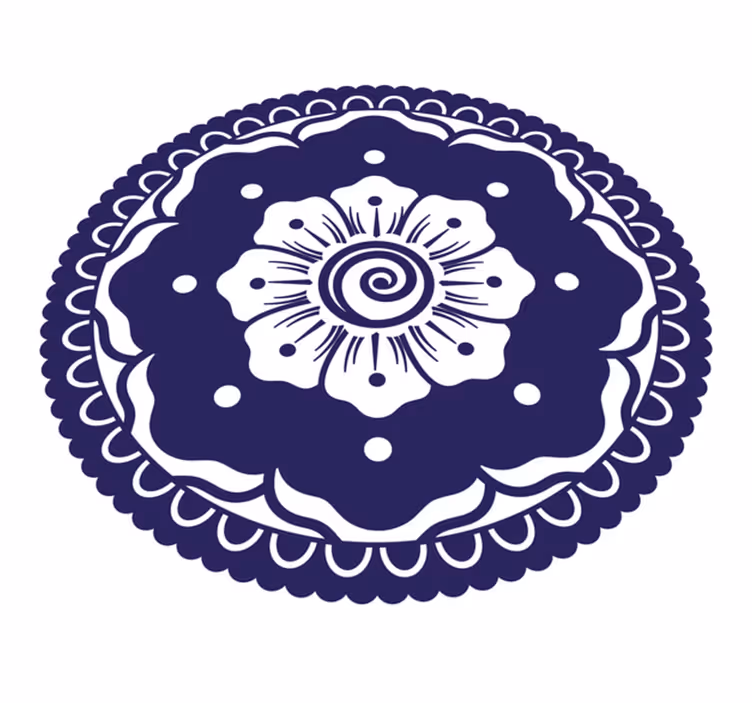 Lacivert çiçek aranjmanı mandala pvc halı - TenStickers