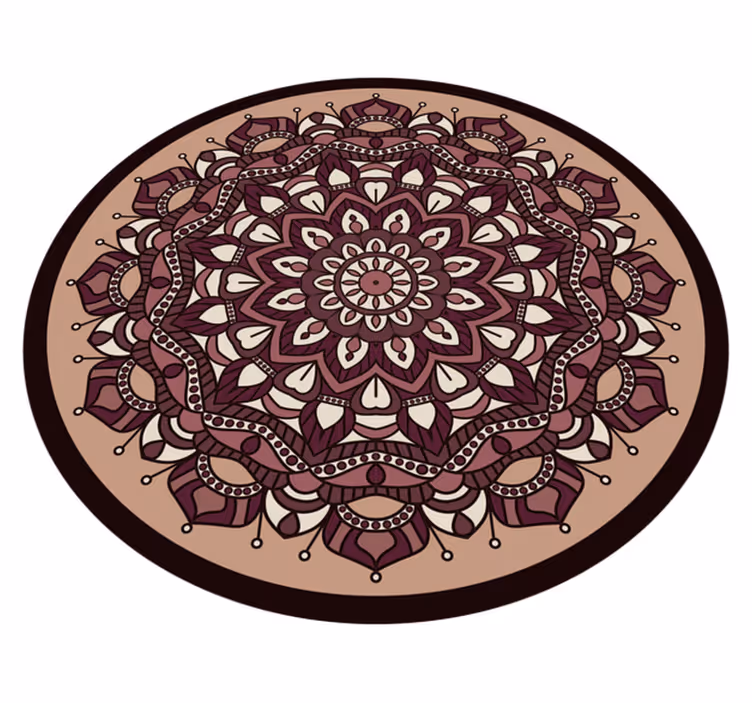 Kahverengi karmaşık motif mandala pvc halı - TenStickers