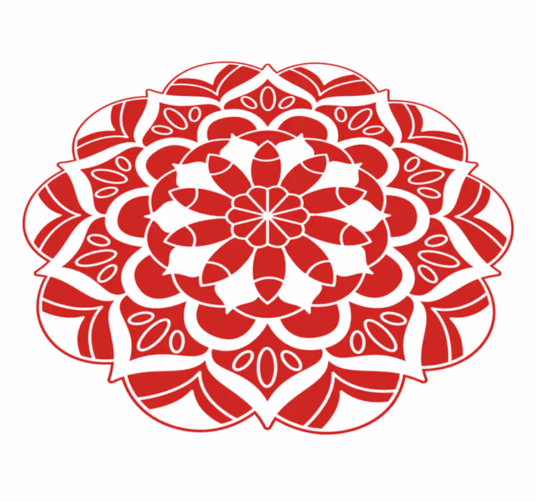 Kırmızı çiçek deseni mandala pvc halı - TenStickers