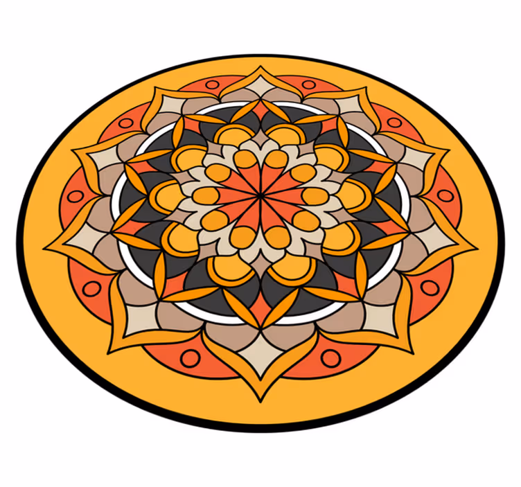 çiçek mandala vinil halı ile turuncu mandala - TenStickers