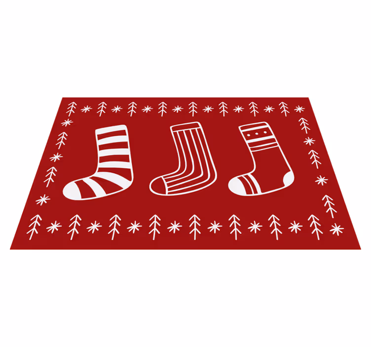 Kırmızı şenlikli çoraplar Noel pvc halı - TenStickers
