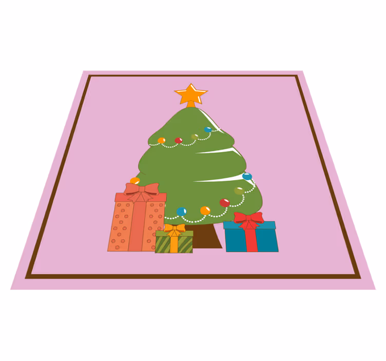 Hediyelerle dolu bir ağacın çizimi Noel pvc halı - TenStickers