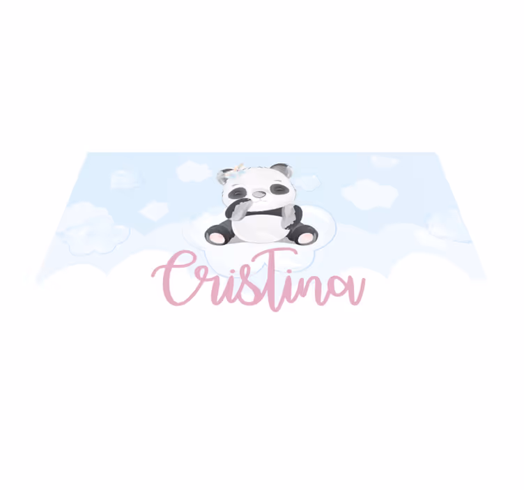 Sevimli panda çizimi isimlerle pvc halı - TenStickers