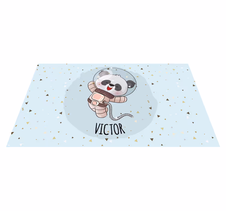 Sevimli panda astronotu isimlerle pvc halı - TenStickers